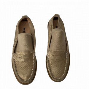 BED Stu leather loafers boat shoes gold perforated leather slip ons career sz 7